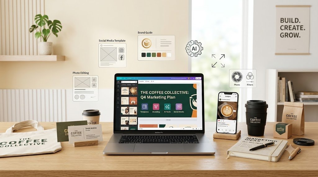 Canva features for small business owners creating marketing content
