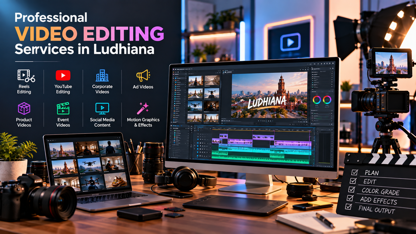 Top Video Editing Services in Ludhiana for Reels, YouTube videos, corporate videos, ads and social media content