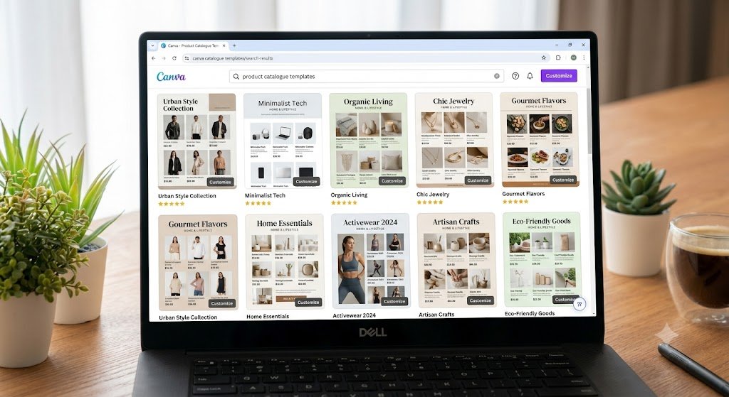 Choosing a product catalogue template in Canva
