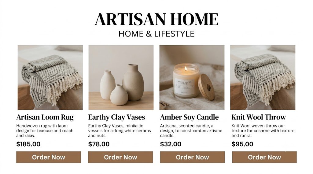 Professional product catalogue page designed in Canva