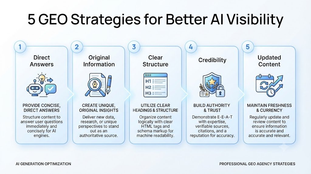 5 GEO Strategies for Better AI Visibility