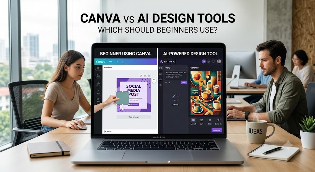 Canva vs AI design tools comparison for beginners