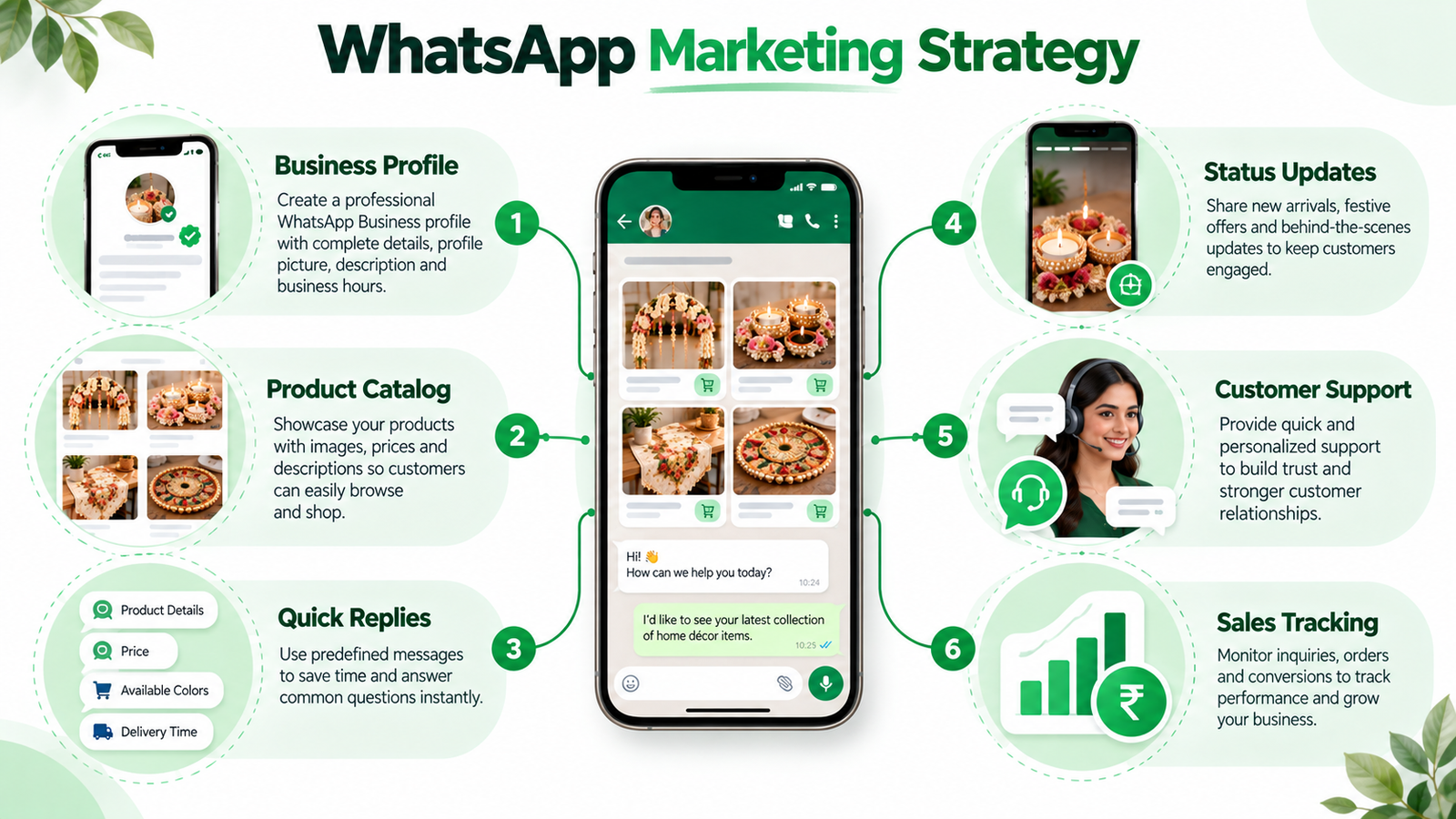 Six WhatsApp marketing strategies for small businesses to improve customer engagement.