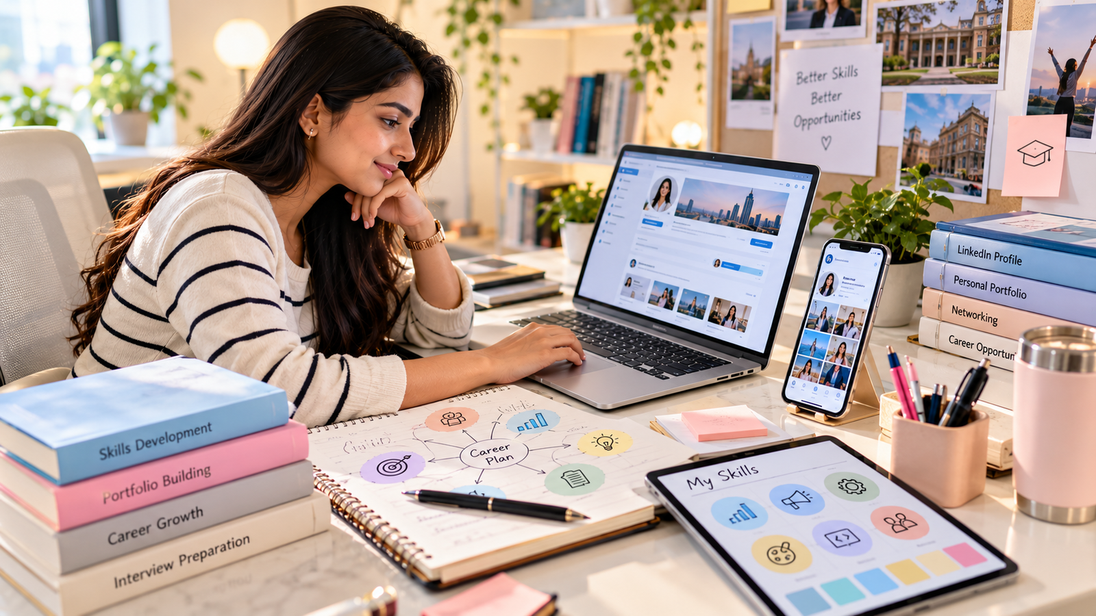 College student building a professional personal brand through skills, academic projects, and an online professional profile.