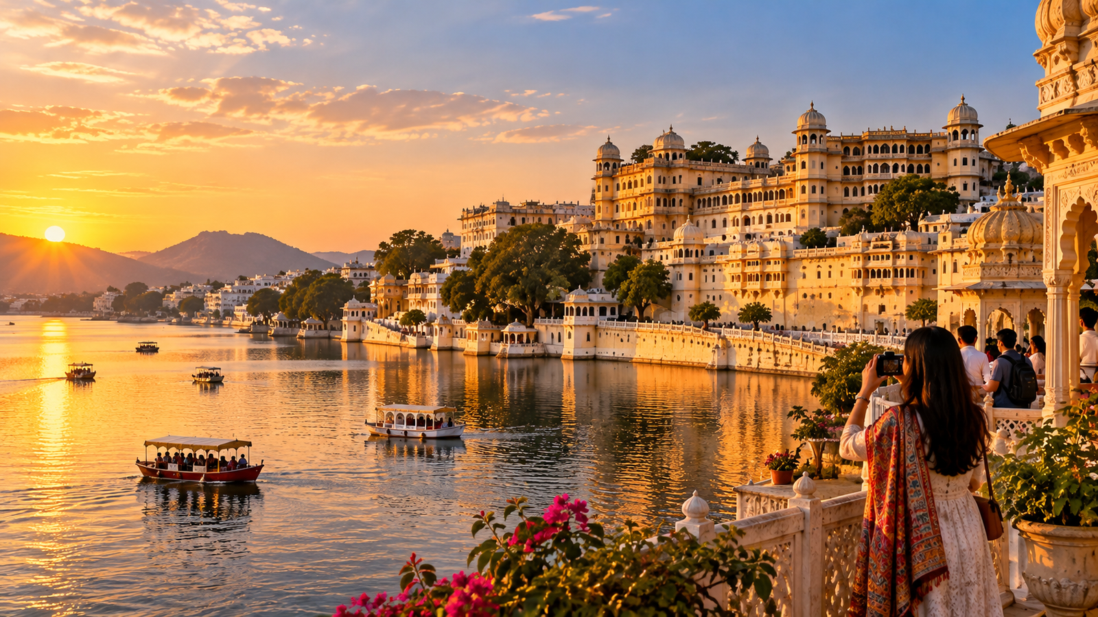 Udaipur City Palace and Lake Pichola showcasing a popular Bollywood-inspired travel destination in Rajasthan.