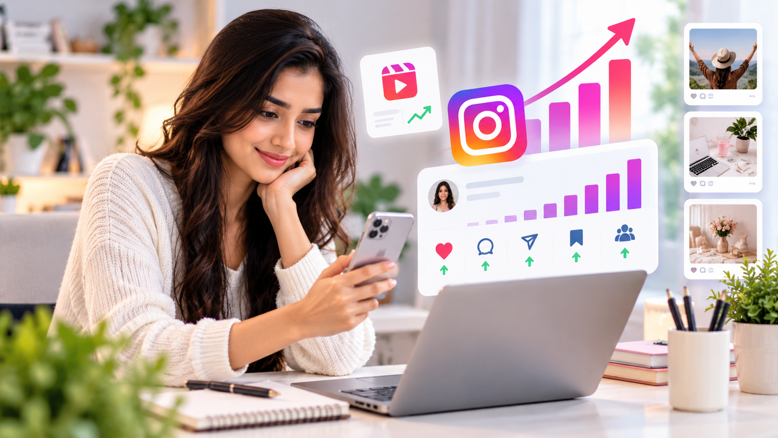 Digital marketer improving Instagram reach and engagement using content strategy and social media analytics.