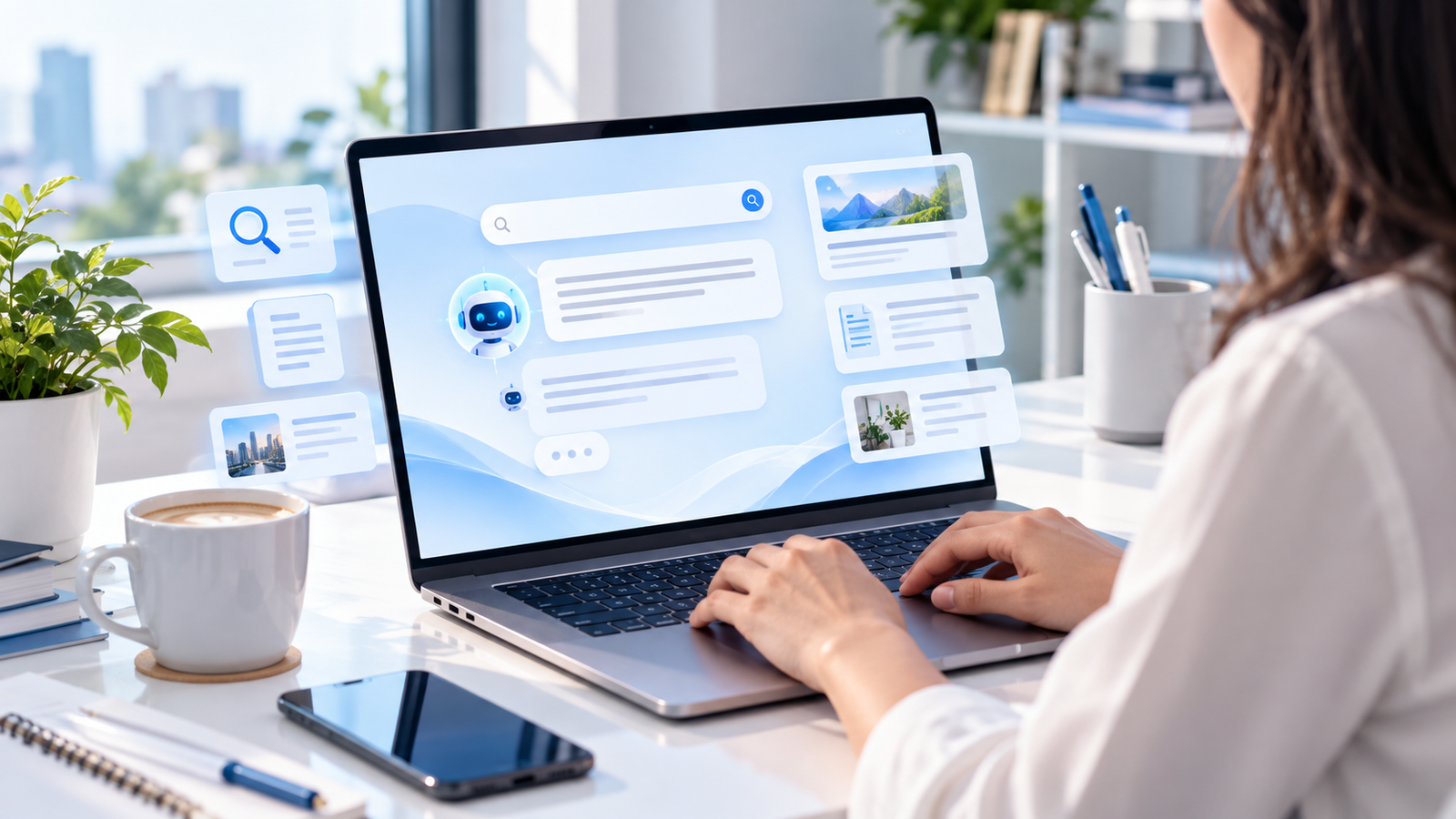 Answer Engine Optimization concept showing an AI-powered question-and-answer search interface.