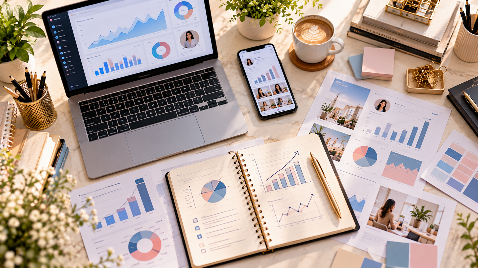 Monthly personal branding performance report analyzing website traffic, audience engagement, search visibility, and professional growth.
