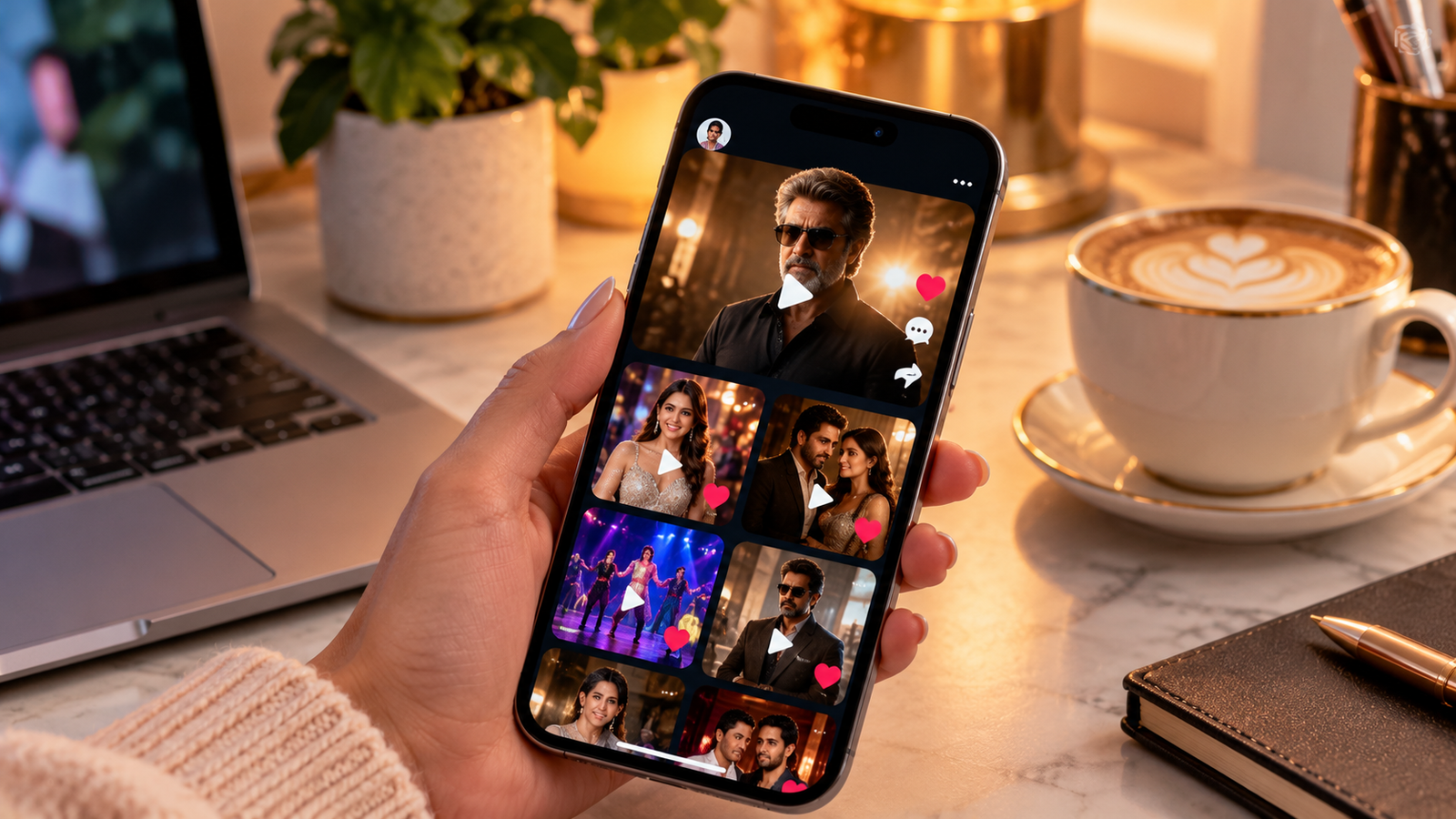 “Smartphone displaying Bigg Boss-inspired entertainment videos, contestant updates and social media engagement, highlighting reality TV trends and online fan reactions.”
