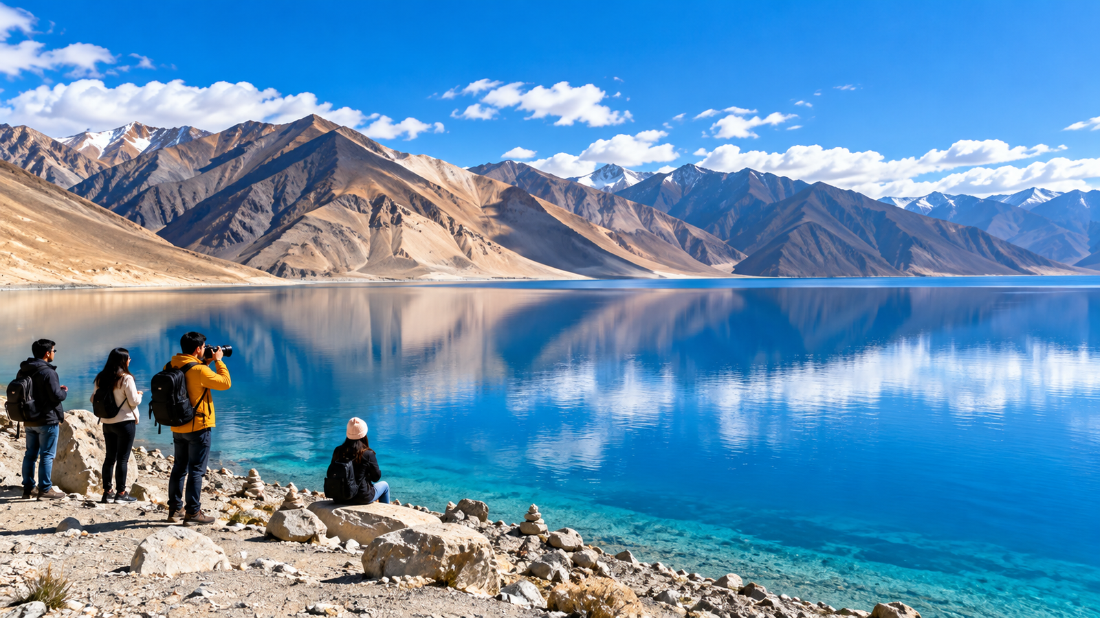 Pangong Lake in Ladakh, a famous Bollywood filming location featured in the movie 3 Idiots.